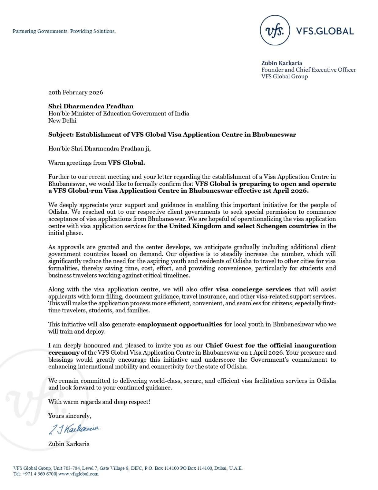 VFS Global to Open Visa Application Centre in Bhubaneswar