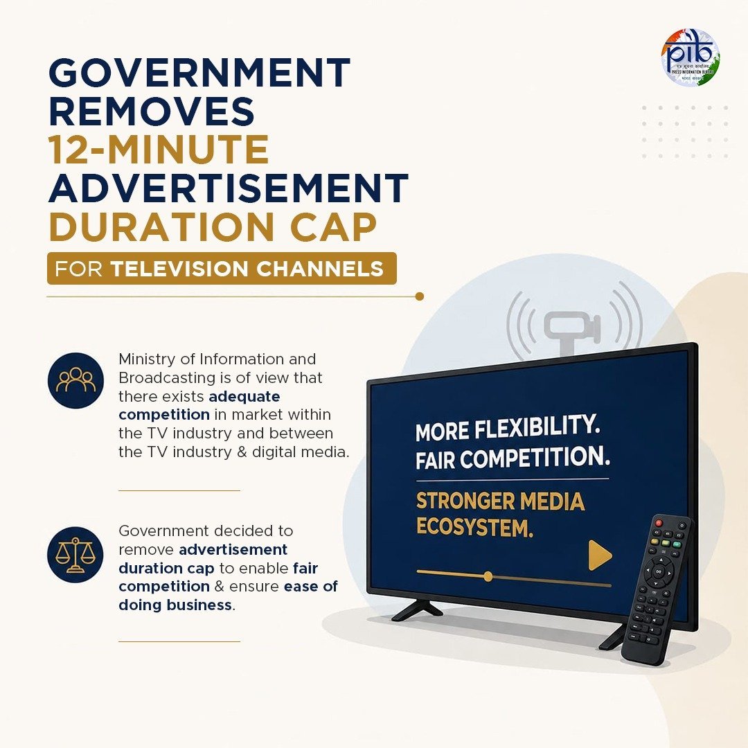 Centre Removes 12-Minute TV Advertisement Duration Cap